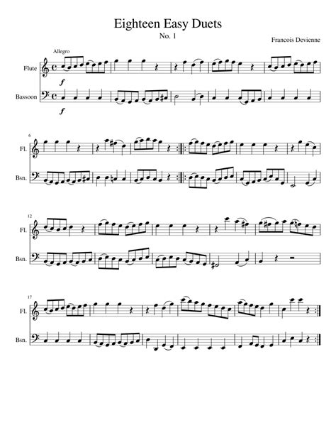 Eighteen Easy Duets Sheet Music For Flute Bassoon Woodwind Duet