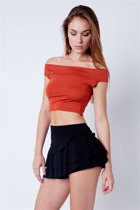 Wayf rayan off shoulder top. Rust Bardot Off Shoulder Bandeau Crop Top | Fashion | Modamore