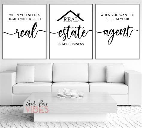 Real Estate Quotes 3pc Set Printable Wall Art Real Estate Etsy