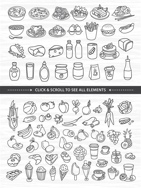 76 Hand Drawn Food Elements Food Drawing Easy Doodle Art How To