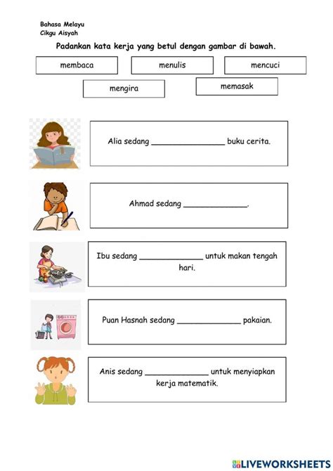 Kata Kerja Tahun Interactive Worksheet Lembar Kerja Memahami The Best