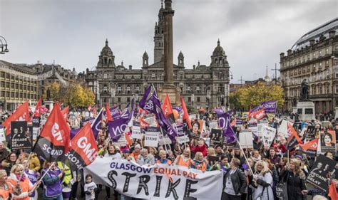 Glasgow Council Strike Thousands March Through City In Equal Pay