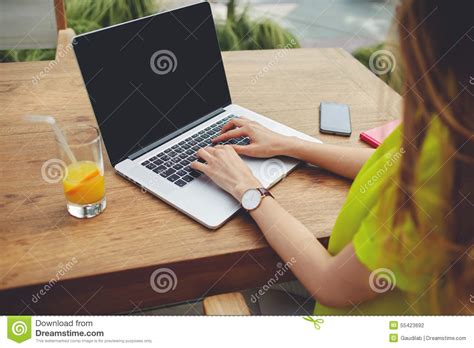 Creative Female Freelancer Sitting Front Laptop Computer