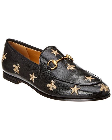 Gucci Jordaan Embroidered Bee Leather Loafer In Black Lyst