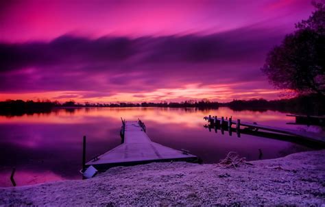 Pink Purple Sunset Near Lake Wallpapers Most Popular Pink Purple