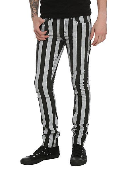 Mens Black And White Striped Jeans For Men At