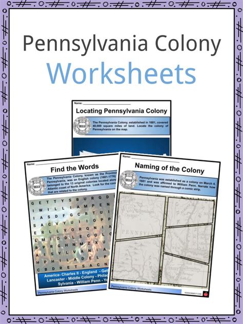 Pennsylvania Colony Facts Worksheets And Establishment For Kids