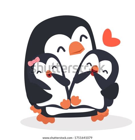 Cute Penguins Happy Hug Chicken Vector Stock Vector Royalty Free