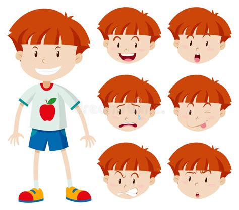 Illustration Featuring Boy Kids Showing Different Facial Expressions