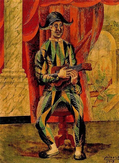 Harlequin With Guitar 1918 Pablo Picasso
