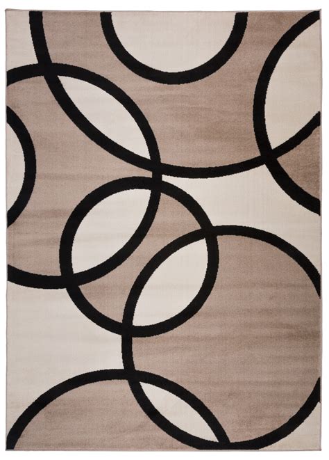 Contemporary Abstract Circles Area Rug 9 X 12 Beige