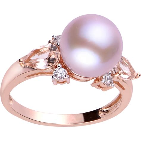 Imperial 14k Rose Gold Pink Cultured Pearl And Gemstone Ring Size 7