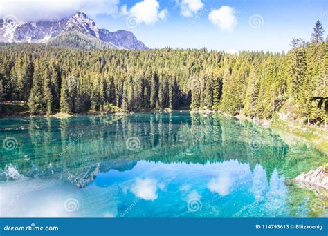 Karersee Lake In The Dolomites In South Tyrol Italy Stock Image