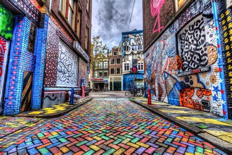 The Multicoloured Street Amsterdam Architecture Holland Netherlands Street