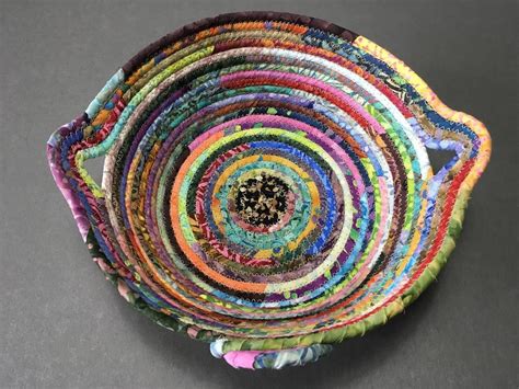 Batik Coiled Rope Bowl Multicolored Basket Coiled Fabric Etsy