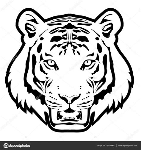 Tiger Head Monochrome Vector Stock Vector Image By Patthana