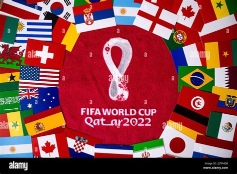 Doha Qatar August 30 2022 Flags Of All 32 Teams Participating On