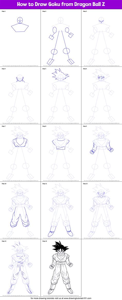 How To Draw Goku From Dragon Ball Z Printable Step By Step Drawing