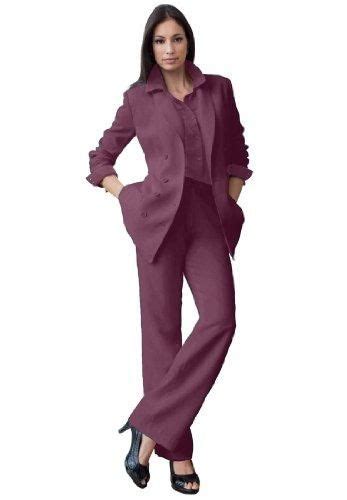 Jessica London Womens Plus Size Double Breasted Pantsuit Plum Berry16