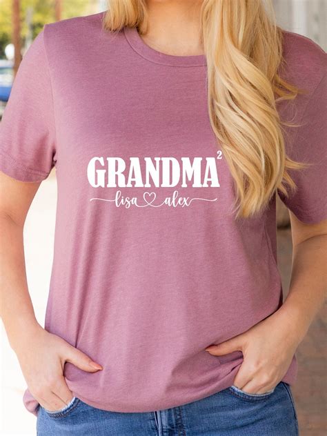 Grandma Shirt With Grandkids Names2 Grandchildren Etsy