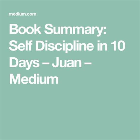 Book Summary Self Discipline In 10 Days Book Summaries Self