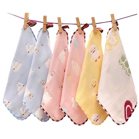 Coofit 6pcs Baby Towel Cute Cartoon 6 Layer Gauze Cotton Baby Face