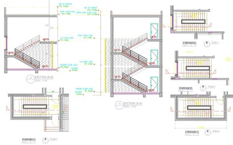 Staircase Design Section And Plan Cad Drawing Details Dwg File Cadbull