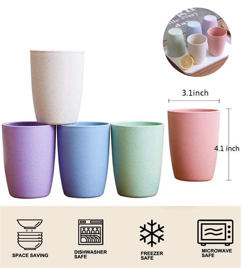 eco friendly unbreakable reusable drinking cup for adult 12 oz wheat straw biodegradable