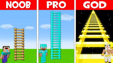 Who Build The Tallest Ladder House Noob Vs Pro Vs God In Minecraft