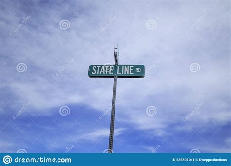 State Line Rd Sign With Sky Background Stock Image Image Of Line