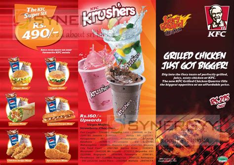 KFC Sri Lanka Menu Prices Updated August SynergyY
