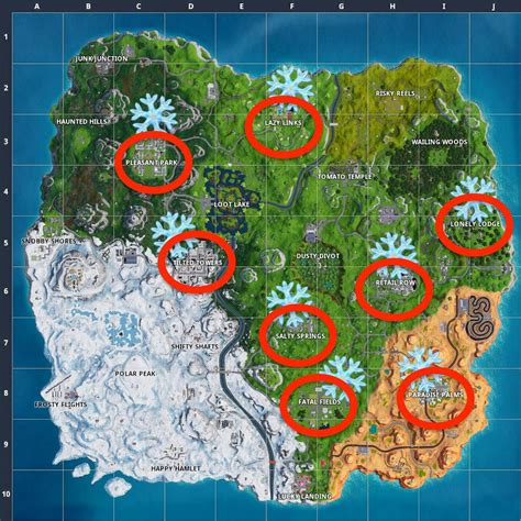 Fortnite Snowflake Locations Map Where To Destroy 12 Of Them Inverse