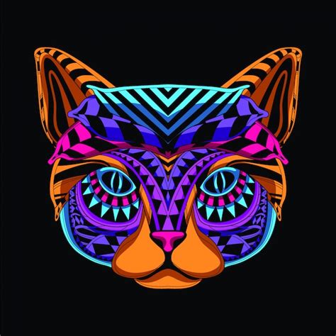 Decorative Cat In Neon Color Vector Premium Download