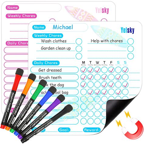 Buy Chore Chart For Kids Multiple Kids Yelsky Dry Erase Magnetic Chore