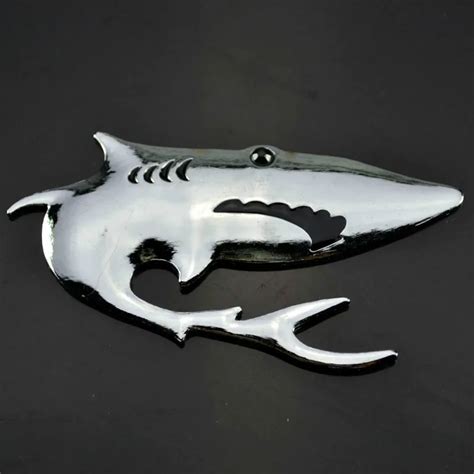 Universal Car Sticker D Chrome Silver Golden Shark D Metal Car