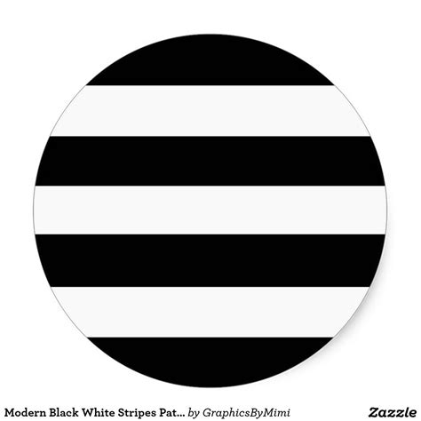 Modern Black White Stripes Pattern Classic Round Sticker Stripes