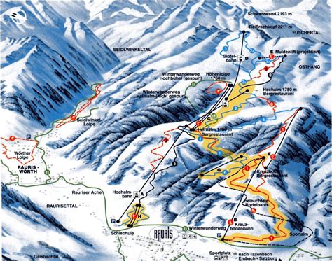 Large Piste Map Of Rauris Ski Resort 2002 Salzburg Austria