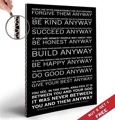 Fine art paper, laminated, or framed. Mother Teresa Quote Poster * DO IT ANYWAY Inspirational Motivational A4 Print | eBay