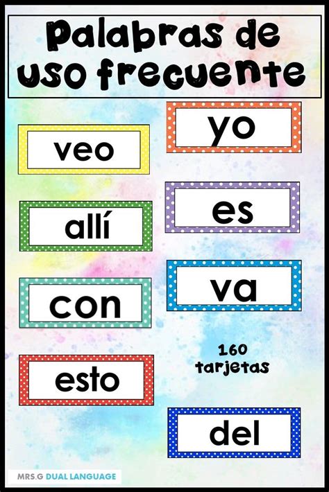 High Frequency Words In Spanish 160 Cards For The Word Wall Bilingual