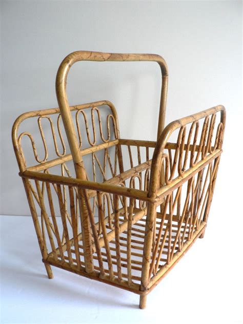 Beach Boho Bamboo Wood Magazine Rack Vintage Magazine Rack Etsy