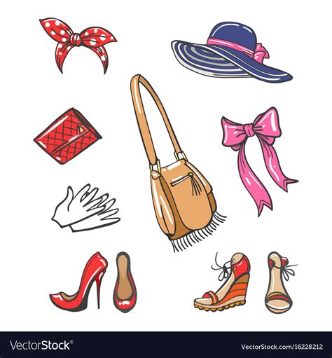 Girls Fashion Accessories Icons Royalty Free Vector Image