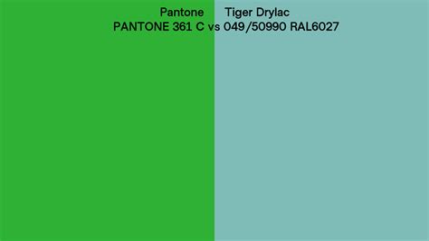 Pantone 361 C Vs Tiger Drylac 049 50990 RAL6027 Side By Side Comparison