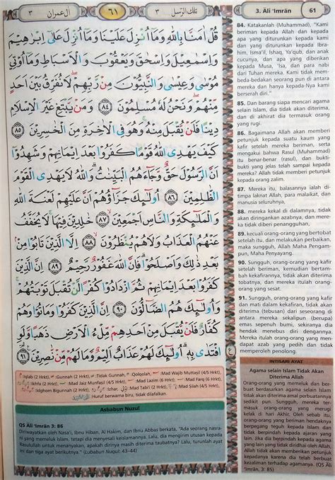 Ali Imran Ayat 84 91 Hal 61 Quran Tajwid Dan Terjemahan