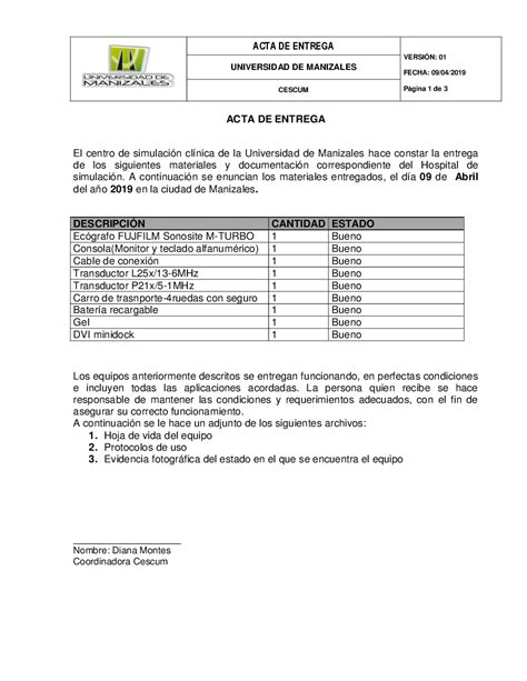 Ejemplo De Acta De Entrega Y Recepcion De Documentos Nuevo Ejemplo My
