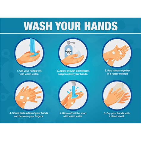 Lorell Wash Your Hands 6 Steps Sign 1 Each Wash Your Hands 6 Steps Printmessage 8 Width