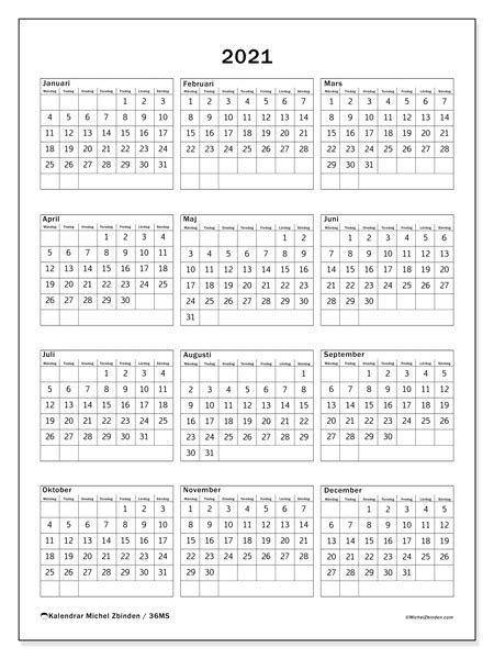 Kalender 2021 mit kalenderwochen und. Kalendrar 2021 - Michel Zbinden SV