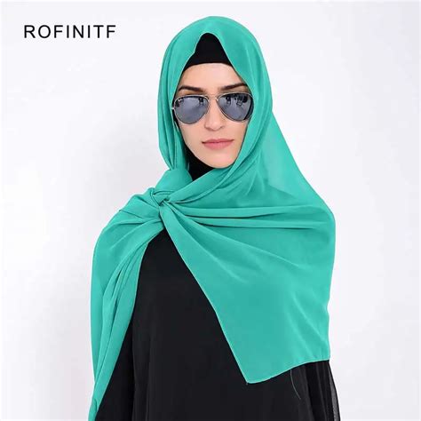 High Quality Plain Bubble Chiffon Scarf Solid Color Shawls Headband Color Popular Hijab