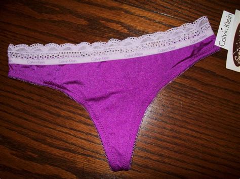 Nwt Calvin Klein Shimmer Thong W Lace Panties Purple D3377 S M L Ebay