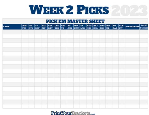 Nfl Week 2 Picks Master Sheet Grid 2024