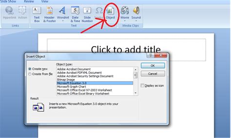 How to insert a pdf file into a pdf document. How to insert an Equation in a power Point Slide